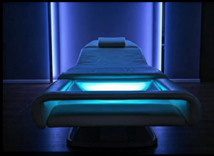 Modern wellness technology featuring a hydromassage bed