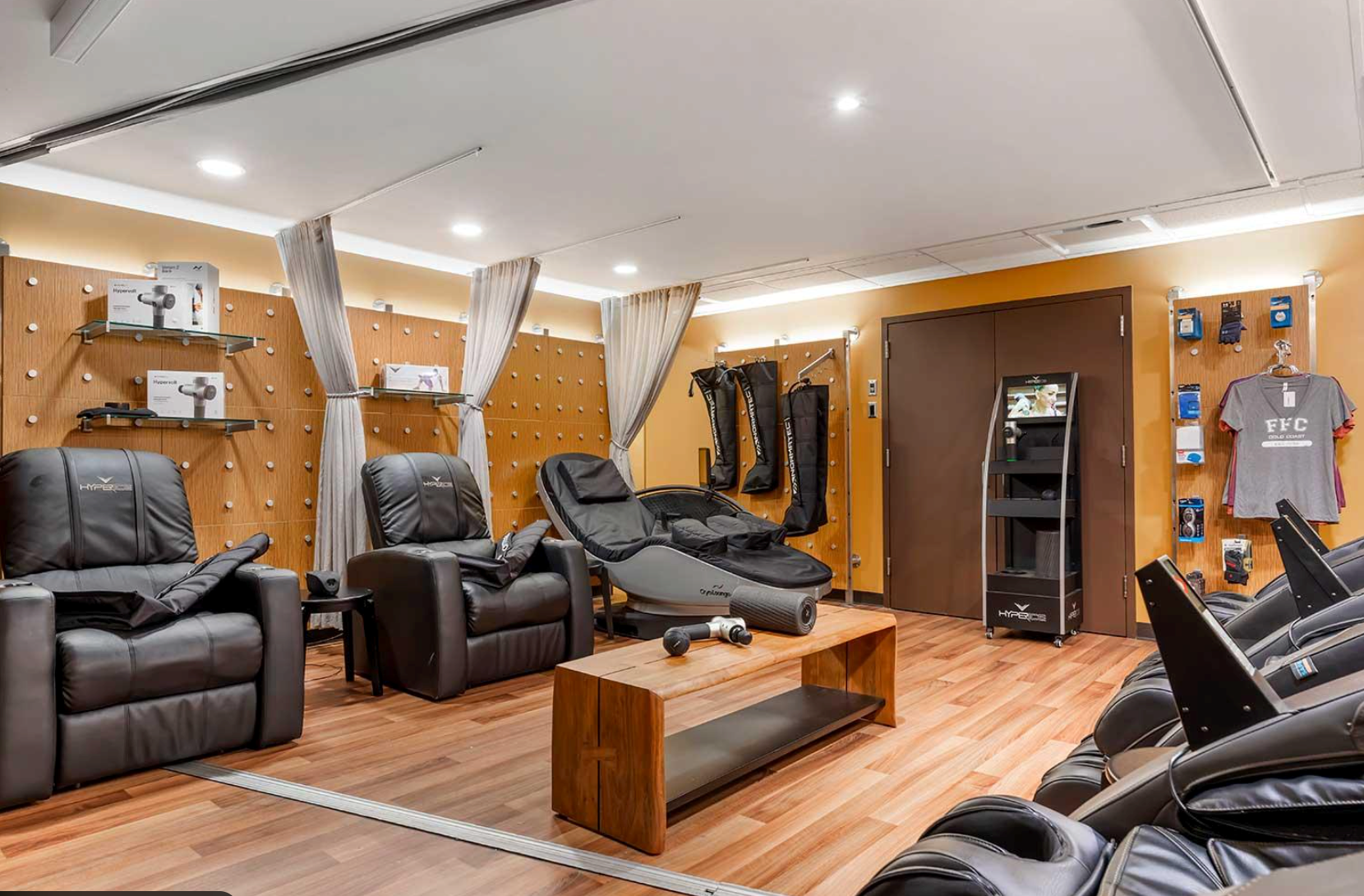 Advanced muscle recovery equipment in a wellness recovery facility.