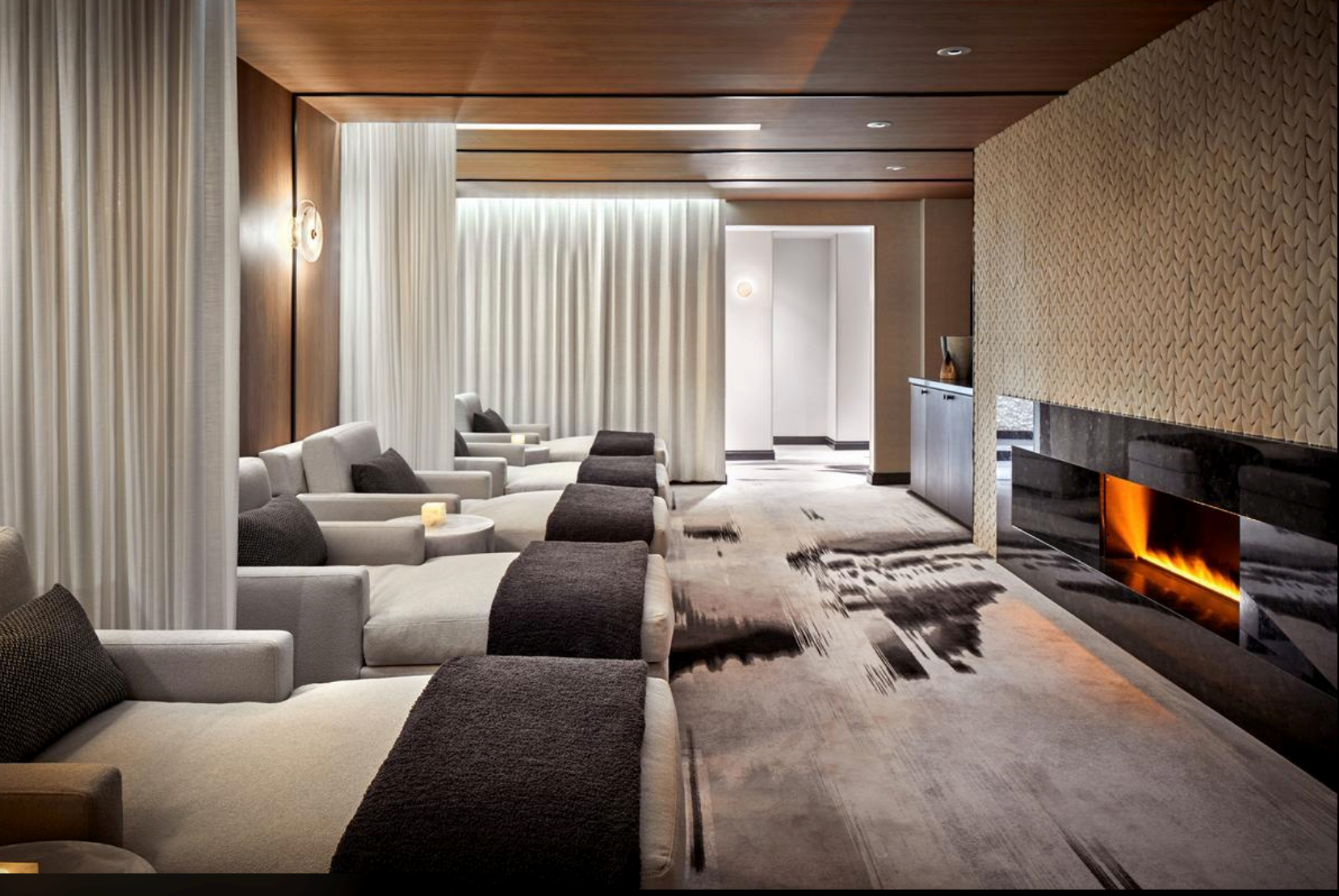 Luxury wellness lounge designed for muscle recovery and post-workout relaxation.