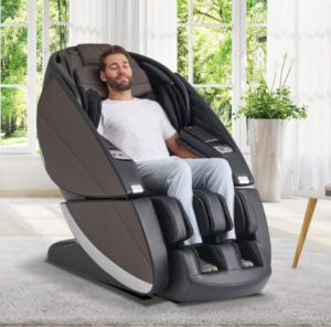 Modern recovery lounge featuring advanced pain relieving devices and massage chairs