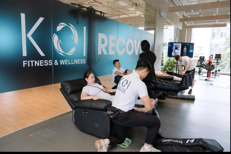 Cryo chairs in a fitness and wellness recovery center