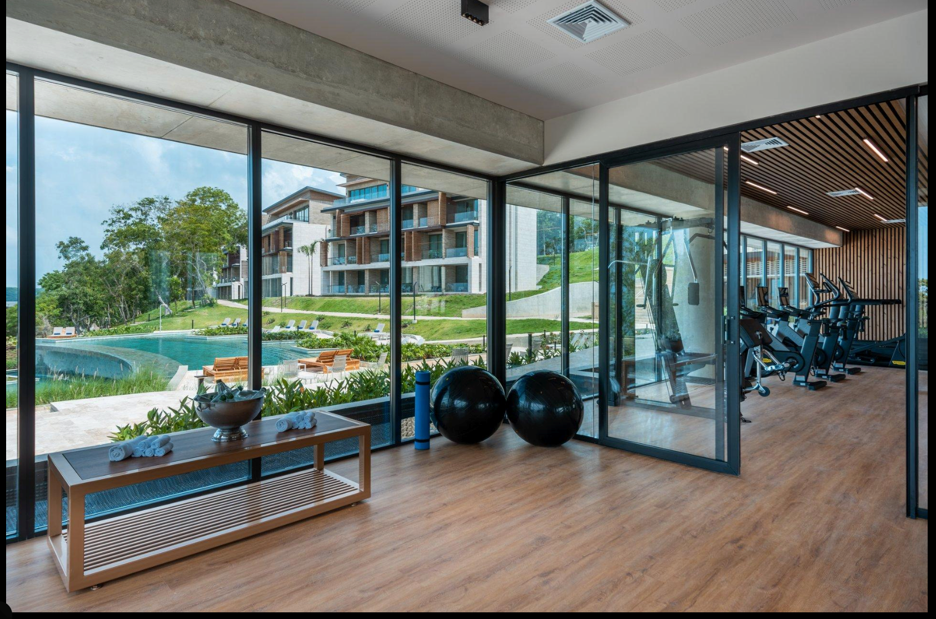 Modern wellness and fitness facility with recovery area