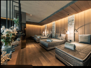 Modern wellness space with comfortable recovery loungers